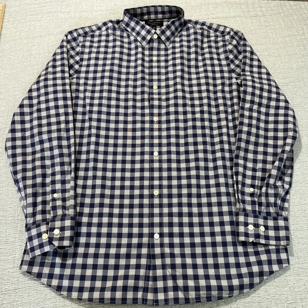 Banana‎ Republic Shirt Mens XL Blue Plaid Long Sleeve Button Up Casual